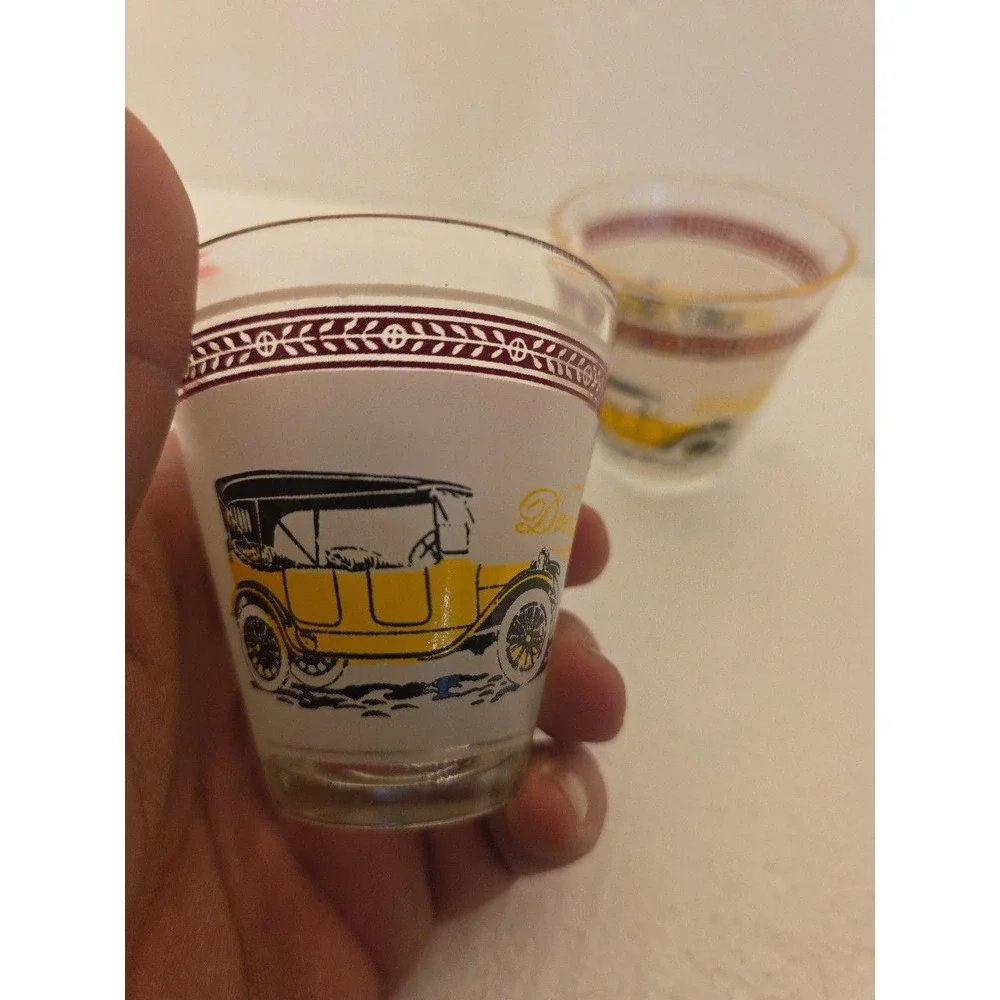 Vintage Hazel Atlas Antique Car Low Ball‎ Glasses - Set of 3